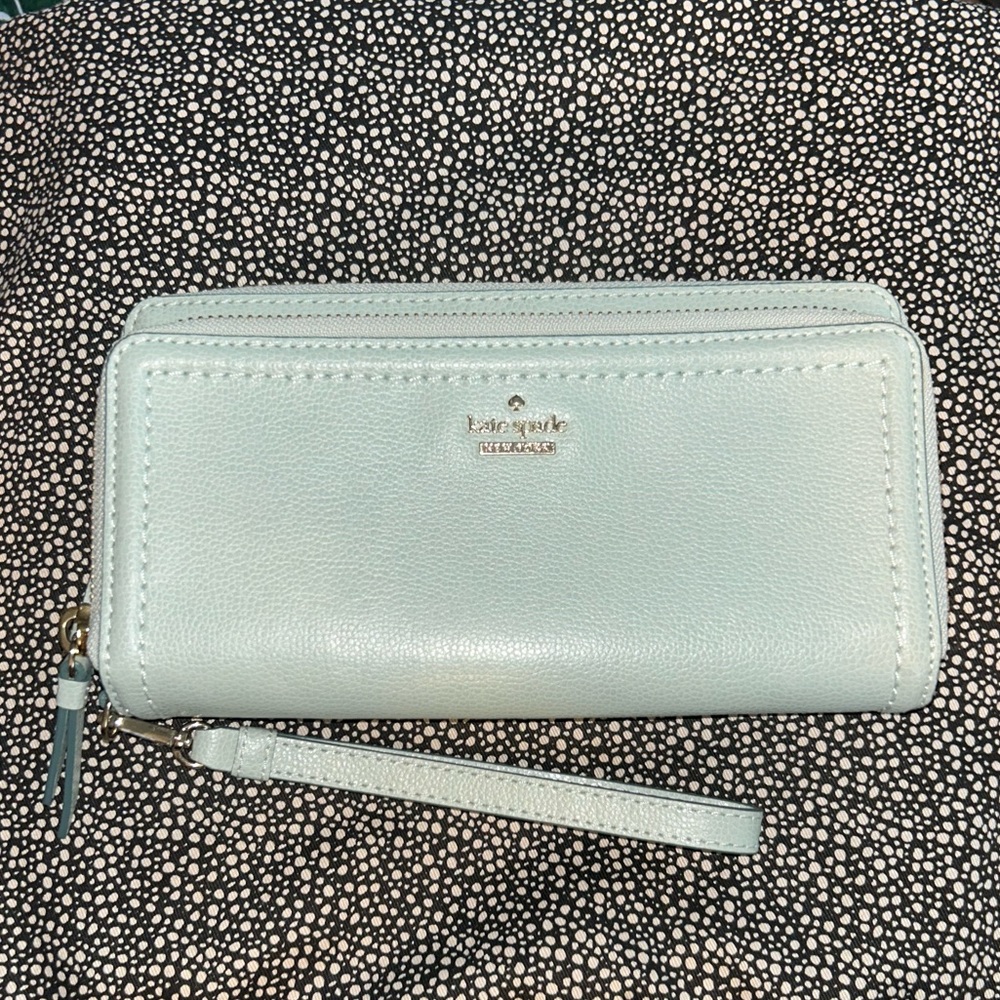 kate spade mint green wristlet wallet